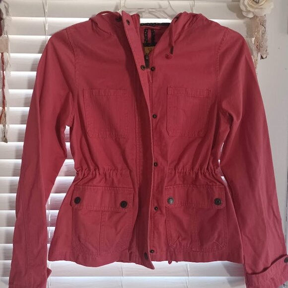 Prince & Fox Women’s M Coral Pink Utility Anorak Jacket Hooded Cotton Zip - Picture 6 of 9